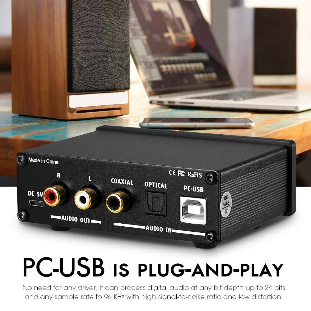 HiFi Q3 USB DAC Mini Digital-to-Analog Converter with Treble & Bass Control