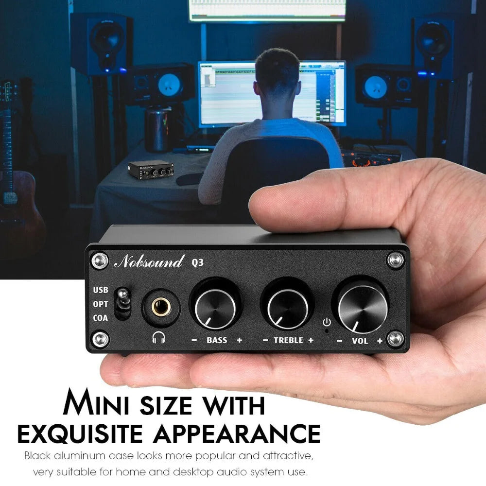 HiFi Q3 USB DAC Mini Digital-to-Analog Converter with Treble & Bass Control