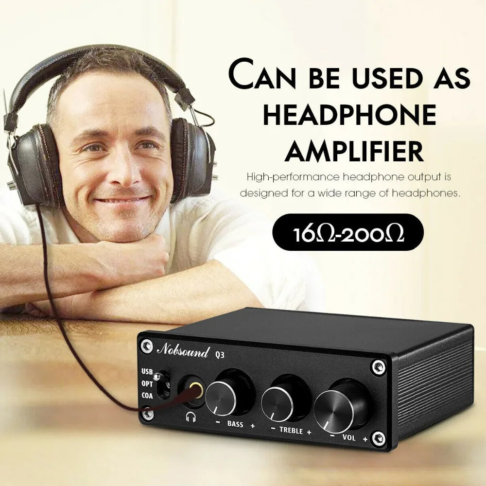 HiFi Q3 USB DAC Mini Digital-to-Analog Converter with Treble & Bass Control