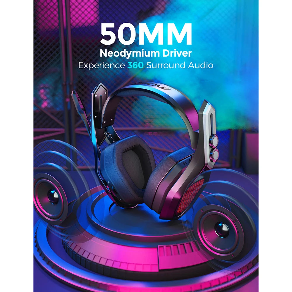 Iron Pro Wireless Gaming Headset – USB/3.5mm with Noise-Canceling Mic & 3D Surround Sound