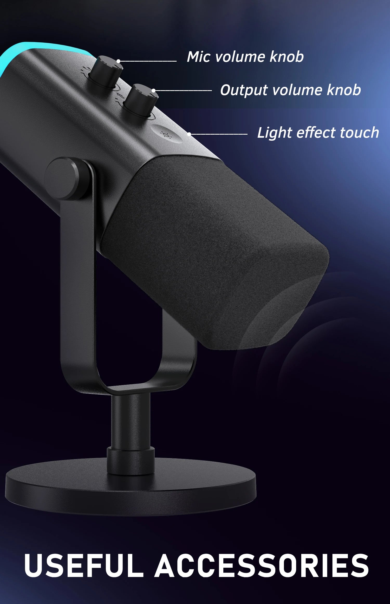 FIFINE USB/XLR Dynamic Microphone - Touch Mute, Headphone Jack, I/O Controls