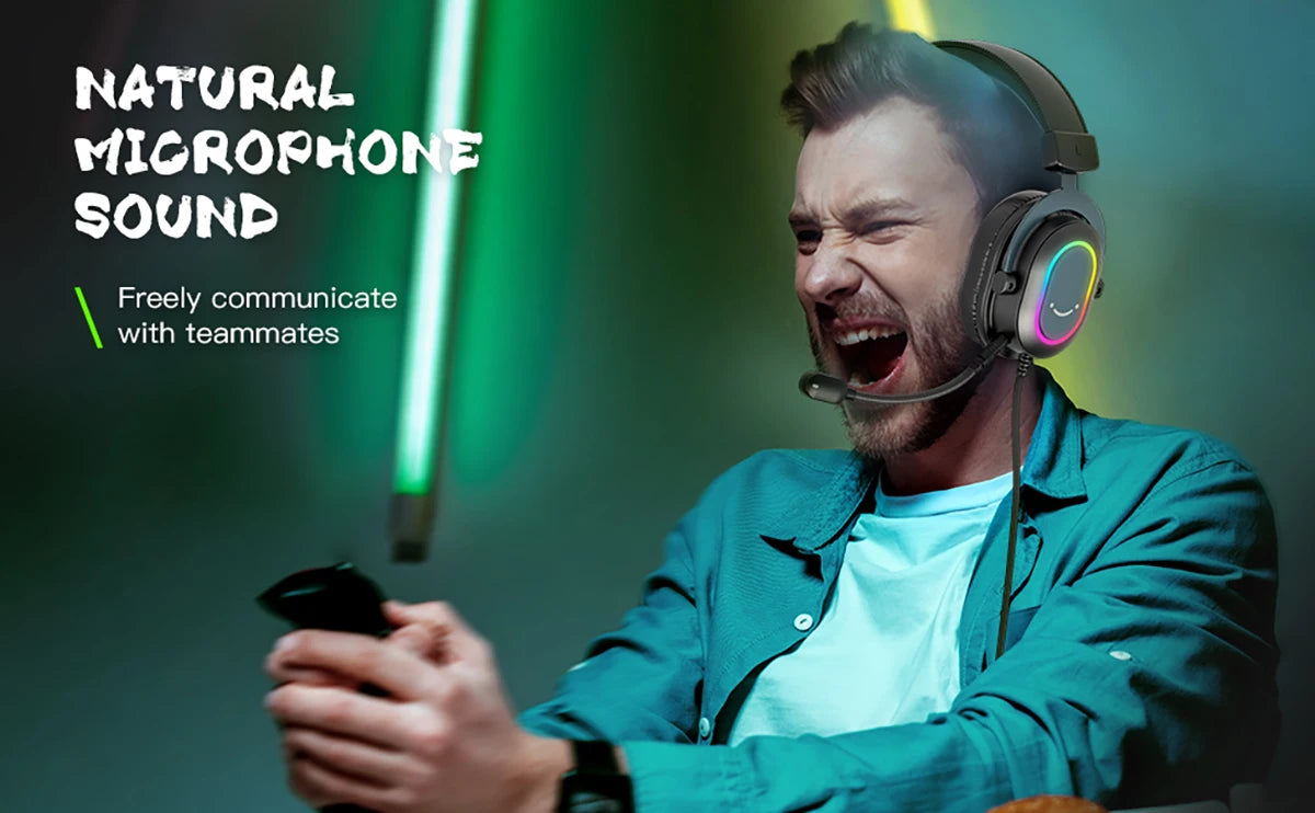 Vortex RGB Gaming Headset with Mic - Over-Ear 7.1 Surround Sound Headphones for PC, PS4, PS5 & Xbox