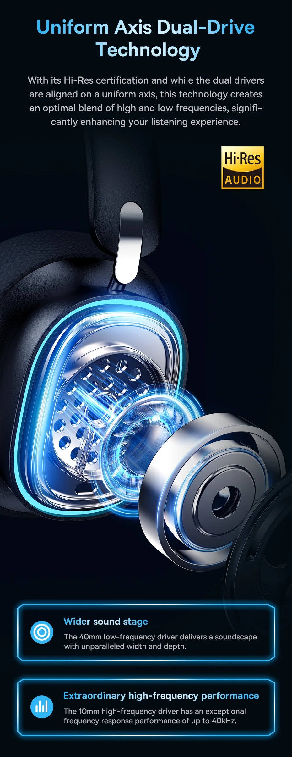 Baseus Gaming Headphones - Dual-Mode Wireless 40mm Driver, 40H Playback with ChatMix