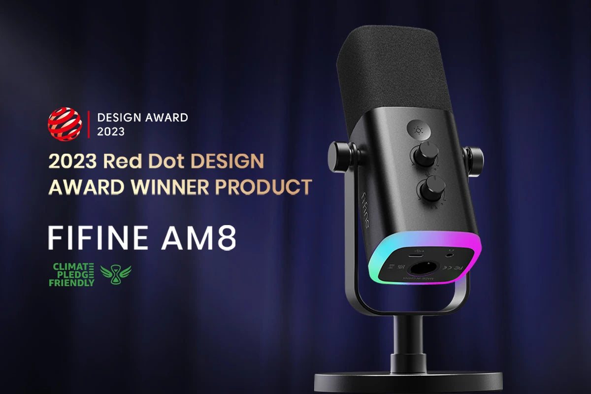 FIFINE USB/XLR Dynamic Microphone - Touch Mute, Headphone Jack, I/O Controls