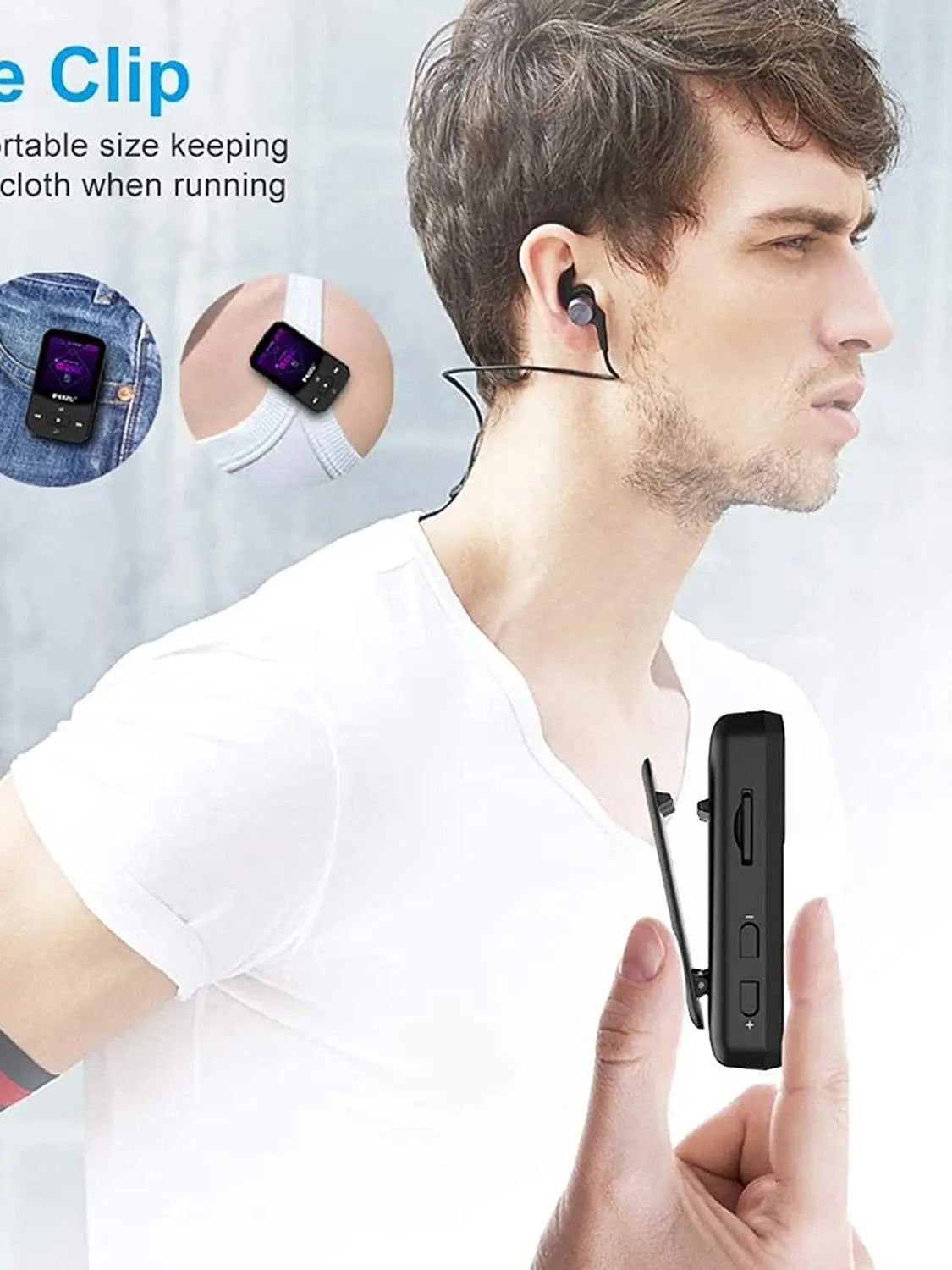 RUIZU X52 Clip MP3 Player with Bluetooth 5.0, Hi-Fi Sound, and 128GB Support