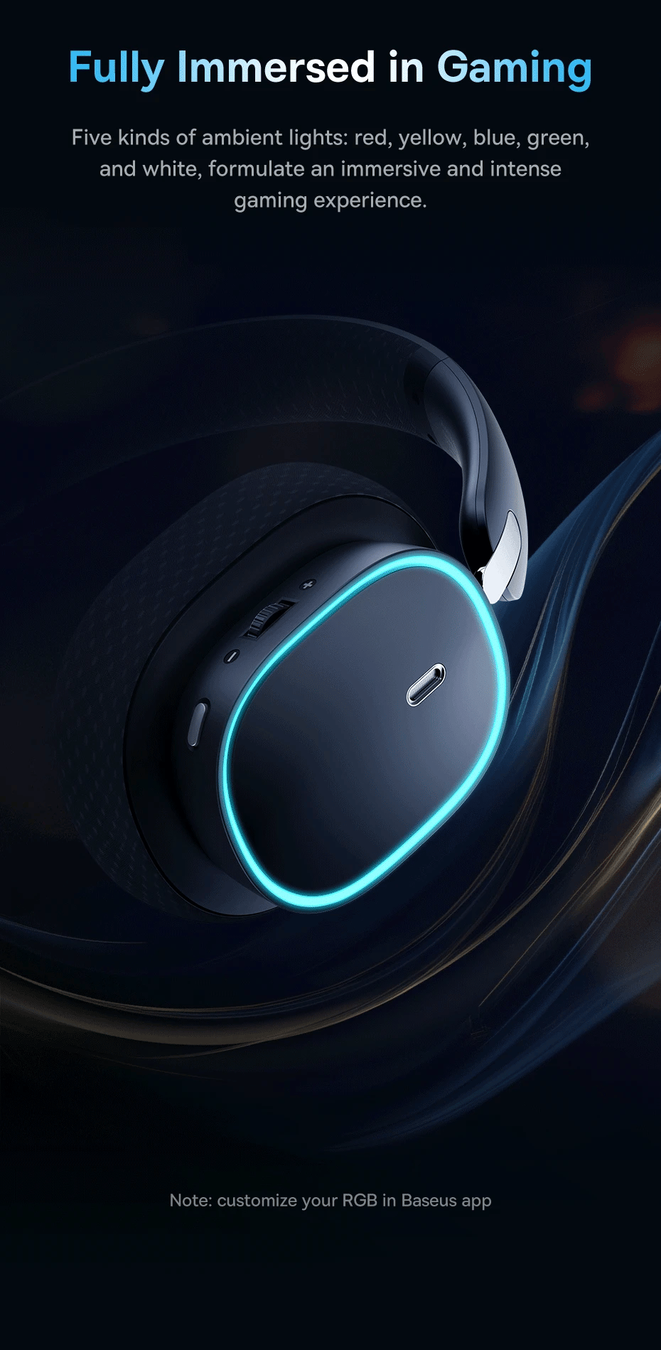 Baseus Gaming Headphones - Dual-Mode Wireless 40mm Driver, 40H Playback with ChatMix